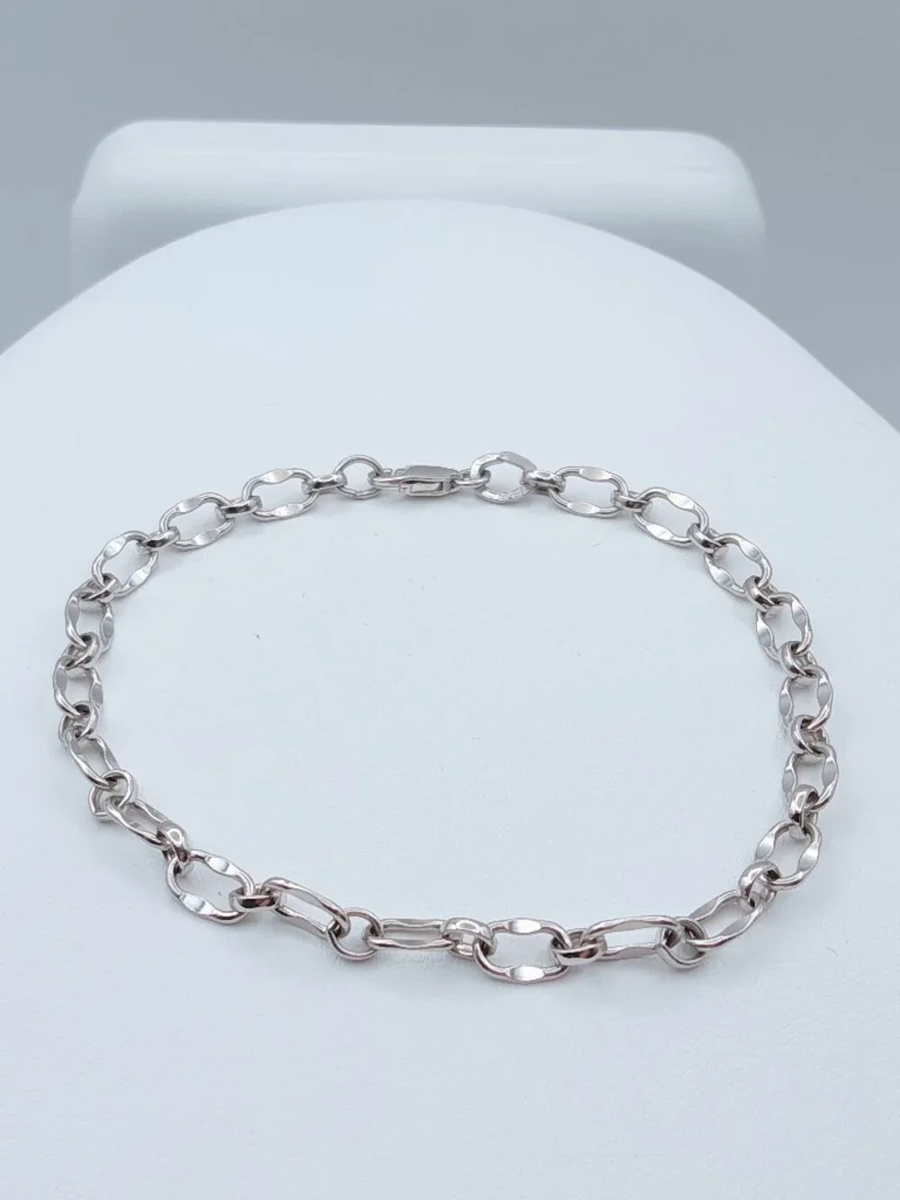 Vintage 925 Sterling Silver Wavy Oval Link Chain Bracelet